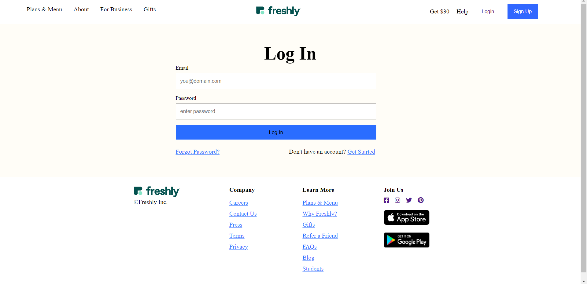 login page